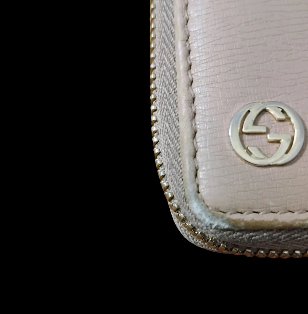 Gucci Beige Leather Zip Around Wallet